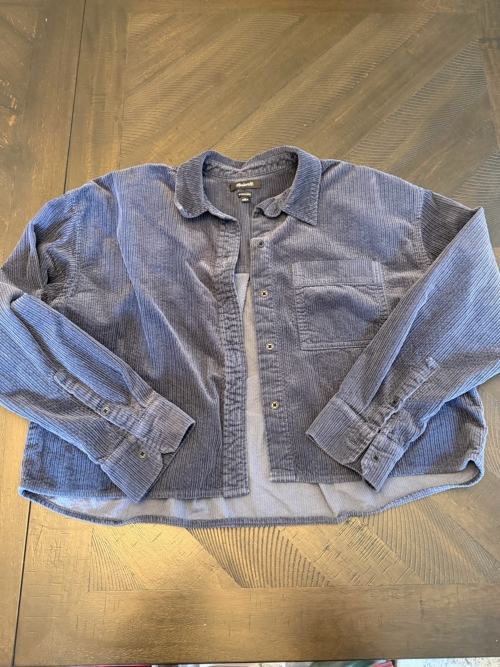 Madewell Cropped Corduroy Shirt Jacket - Blue